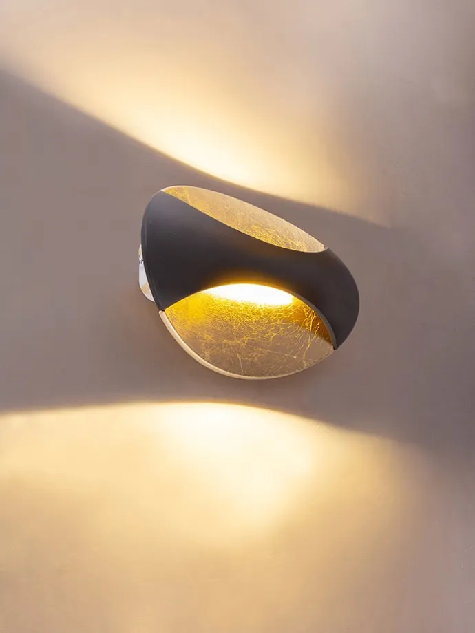 LED-Wandleuchte "Alexandra" in Schwarz/ Gold - (B)21 x (H)15 cm