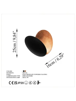 LED-Wandleuchte in Schwarz - (B)25 x (H)25 cm