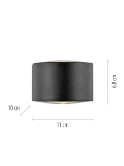 LED-Wandleuchte in Schwarz - (H)6,8 x Ø 11
