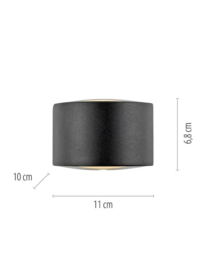 LED-Wandleuchte in Schwarz - (H)6,8 x Ø 11