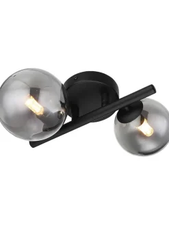 LED-Wandleuchte "Riha" in Schwarz - (L)24 x (B)25 x (H)12,5 cm