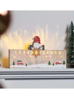 LED-Weihnachtskalender in Natur/ Bunt - (B)40 x (H)21 cm