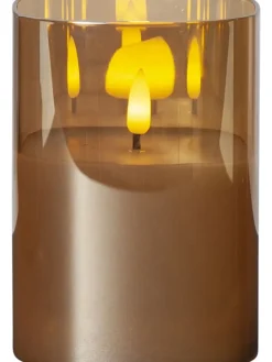 LED-Windlicht "Flamme" in Gold - (H)12,5 x 9 cm