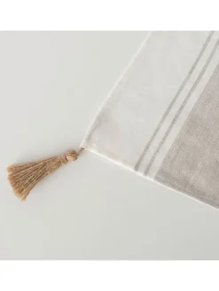 Leinen-Tischläufer "Linel" in Weiß/ Beige - (L)140 x (B)40 cm