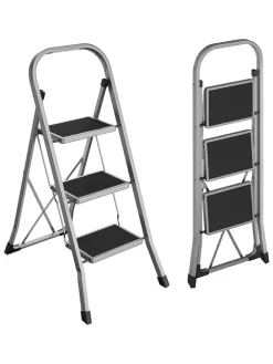 Leiter in Silber/ Schwarz - (B)46,5 x (H)105 x (T)74,5 cm