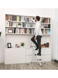 Leiter in Silber/ Schwarz - (B)46,5 x (H)105 x (T)74,5 cm