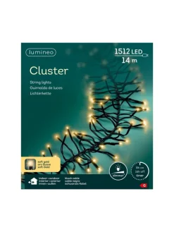 Lichterkette CLUSTER 1512 LED 14 m, schwarzes Kabel in Soft Gold