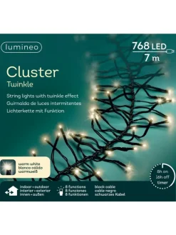 Lichterkette CLUSTER TWINKLE 768 LED 7 m, schwarzes Kabel in warm weiß