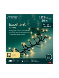 Lichterkette EXCELLENT TWINKLE 1272 LED 20 m, schwarzes Kabel in Soft Gold