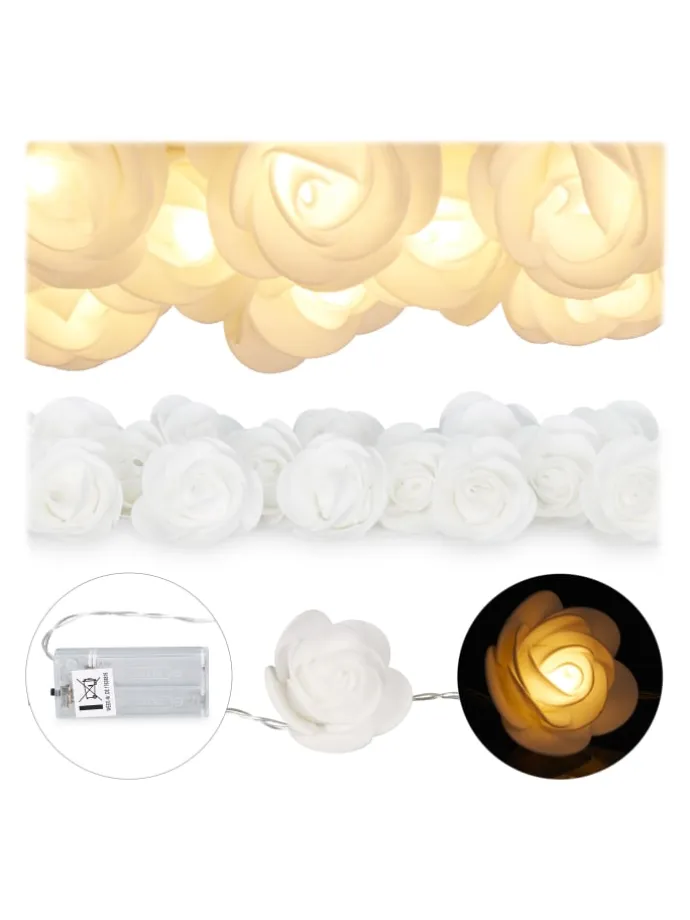 Lichterkette Rosen in Weiß - (L)3,3 m