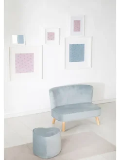 Lil Sofa' Kindercouch, bequem, Holzfüße & Samtstoff Sky/Hellblau