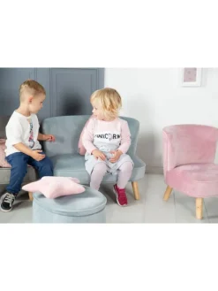 Lil Sofa' Kindercouch, bequem, Holzfüße & Samtstoff Sky/Hellblau