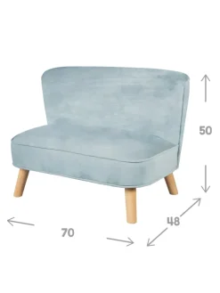 Lil Sofa' Kindercouch, bequem, Holzfüße & Samtstoff Sky/Hellblau