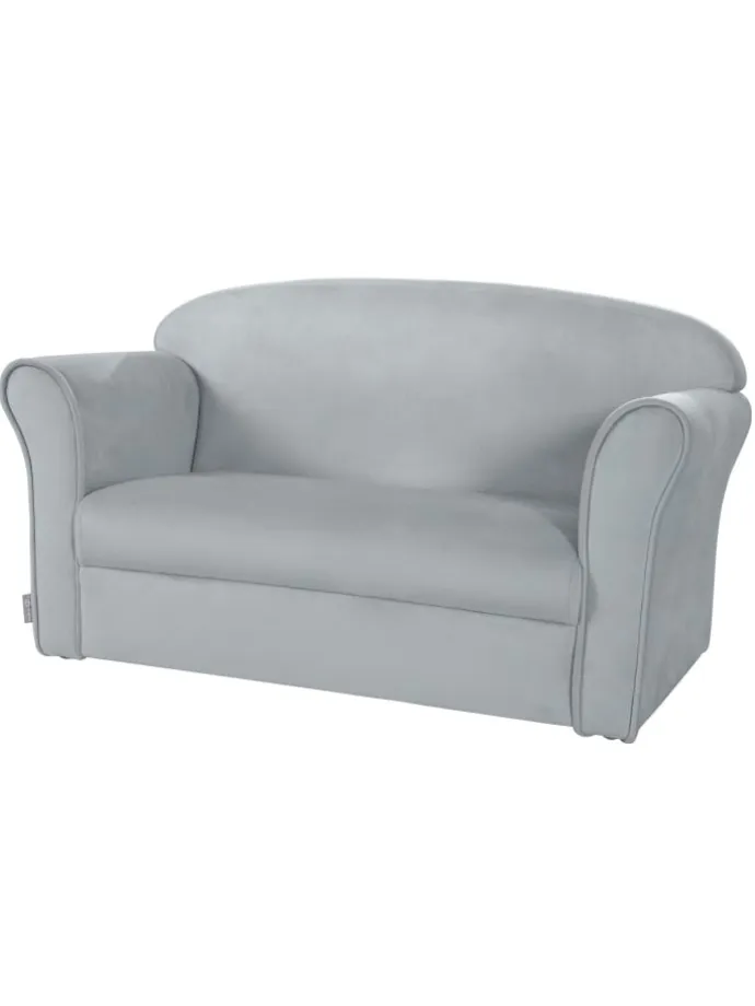 Lil Sofa' Kindercouch mit Armlehnen, Samtstoff Silbergrau