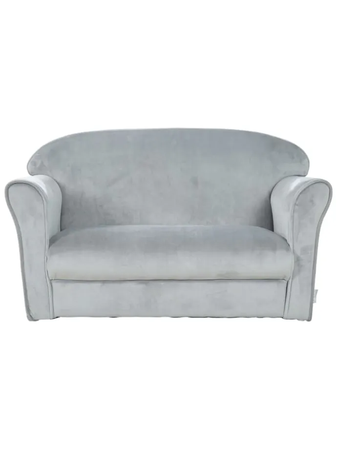 Lil Sofa' Kindercouch mit Armlehnen, Samtstoff Silbergrau