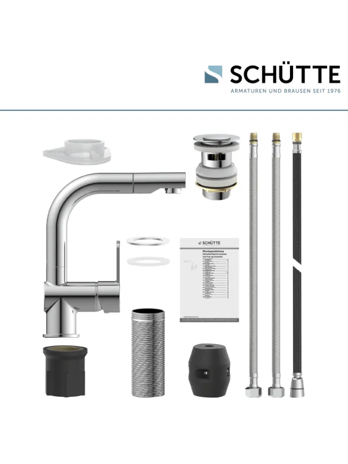 LONDON Waschtischarmatur, Chrom, mit herausziehbarer Haarbrause