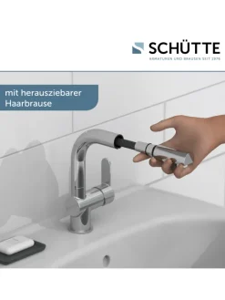 LONDON Waschtischarmatur, Chrom, mit herausziehbarer Haarbrause