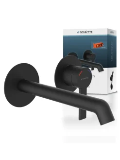 LOS ANGELES Waschtischarmatur, Schwarz matt, für Wandmontage