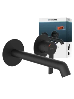 LOS ANGELES Waschtischarmatur, Schwarz matt, für Wandmontage