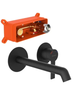 LOS ANGELES Waschtischarmatur, Schwarz matt, für Wandmontage