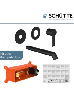 LOS ANGELES Waschtischarmatur, Schwarz matt, für Wandmontage