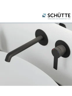 LOS ANGELES Waschtischarmatur, Schwarz matt, für Wandmontage