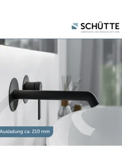 LOS ANGELES Waschtischarmatur, Schwarz matt, für Wandmontage