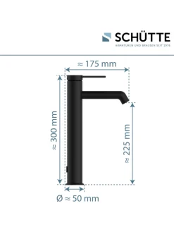 LOS ANGELES Waschtischarmatur, Schwarz matt, für Aufsatzwaschbecken
