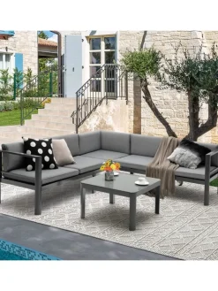Lounge-Set für 4-5 Personen in Grau