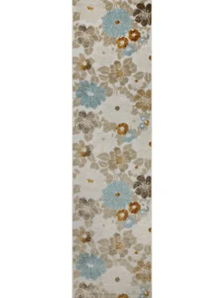 Läufer Beach Flower in beige, hellblau, gelb