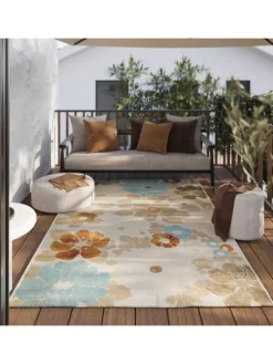 Läufer Beach Flower in beige, hellblau, gelb