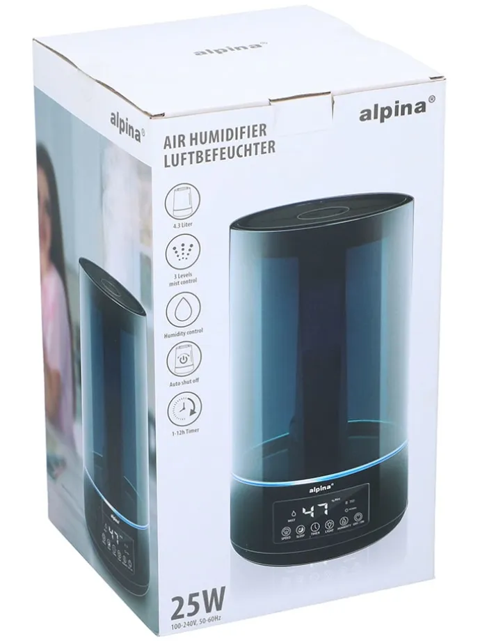 Luftbefeuchter in Schwarz - (H)32 cm