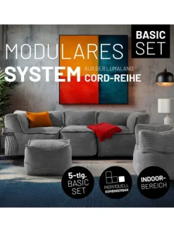LUMALAND Modulares Basic Set (5-tlg.) aus der Cord-Reihe - Bezug soft & waschbar