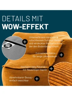 LUMALAND Modulares Eckteil rechts aus der Cord-Reihe, 81x81x70 cm - Bezug soft &