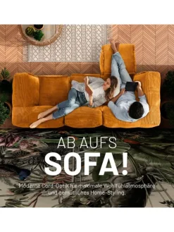 LUMALAND Modulares Eckteil rechts aus der Cord-Reihe, 81x81x70 cm - Bezug soft &