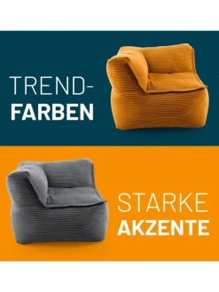 LUMALAND Modulares Eckteil rechts aus der Cord-Reihe, 81x81x70 cm - Bezug soft &