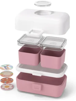 Lunchbox in Weiß/ Rosa - 800 ml