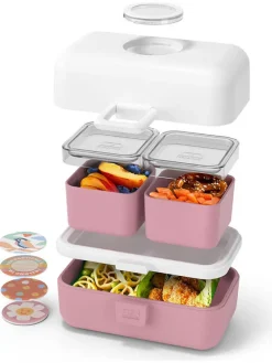 Lunchbox in Weiß/ Rosa - 800 ml