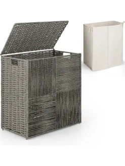 110L Wäschekorb mit Deckel in Grau