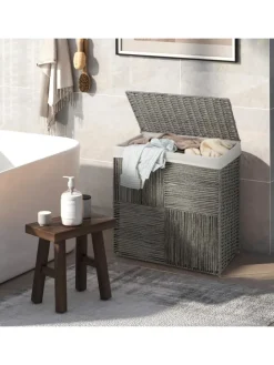 110L Wäschekorb mit Deckel in Grau