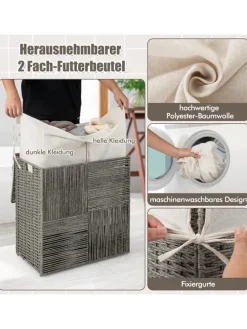 110L Wäschekorb mit Deckel in Grau