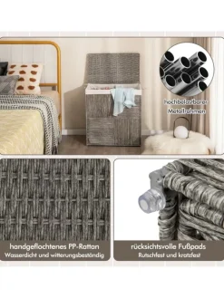 110L Wäschekorb mit Deckel in Grau