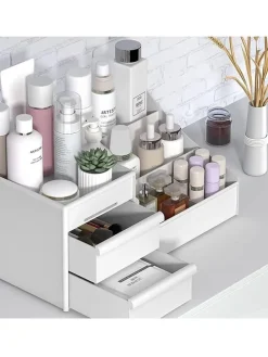 Make-Up-Organizer in Weiß - (B)28 x (H)17 x (T)13 cm