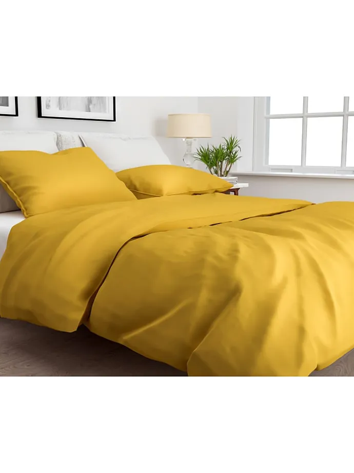 Mako-Satin-Bettwäsche-Set "Satinado" in Gelb