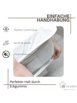 Matratzenschoner Wasserdicht und Atmungsaktiv mit 4 Eckgummi in Weiß