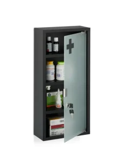 Medizinschrank in Schwarz - (B)27 x (H)57 x (T)12 cm
