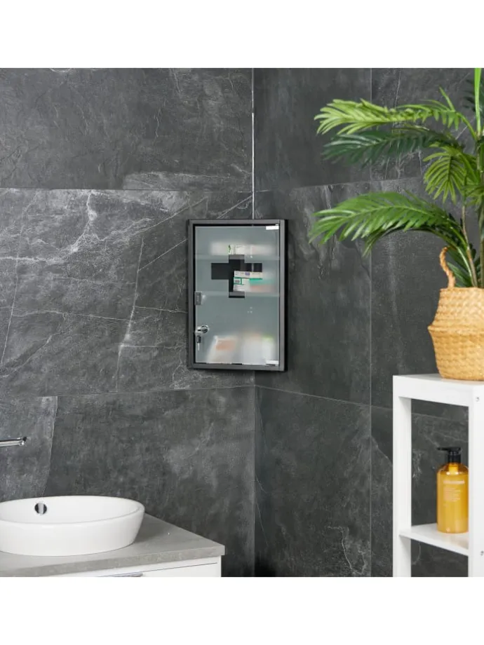 Medizinschrank in Schwarz - (B)30 x (H)45 x (T)17,5 cm