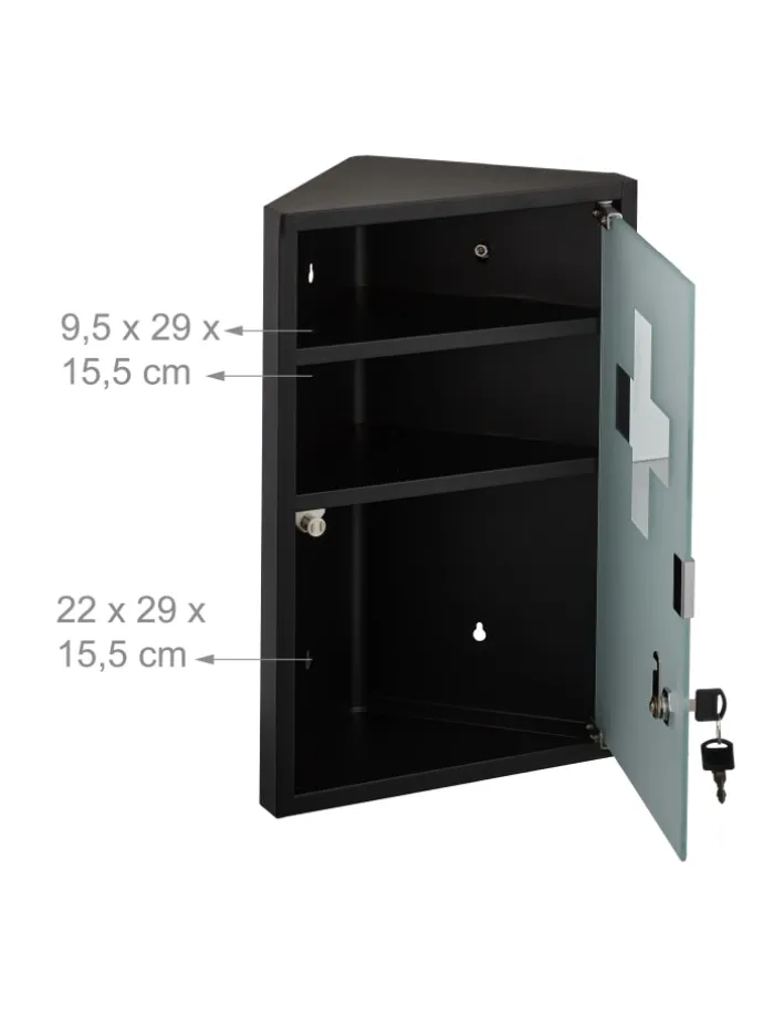 Medizinschrank in Schwarz - (B)30 x (H)45 x (T)17,5 cm