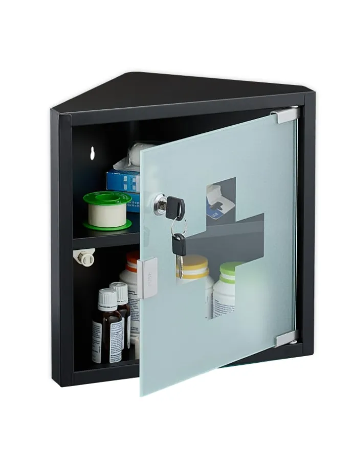 Medizinschrank in Schwarz - (B)30 x (H)30 x (T)17,5 cm