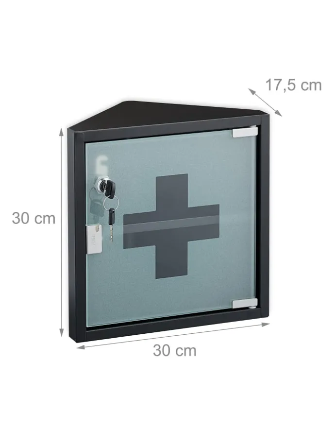 Medizinschrank in Schwarz - (B)30 x (H)30 x (T)17,5 cm